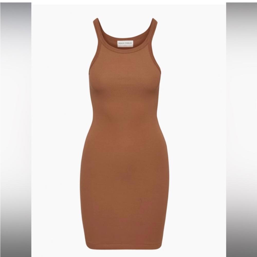 Denim Forum Jane Ribbed Mini Tank Dress - Cognac - XXS